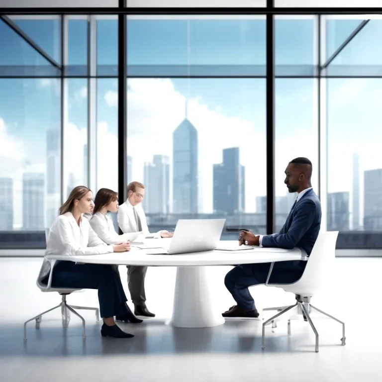 Business professionals reviewing regulatory documents